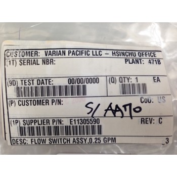 Varian E11305590 FLOW SWITCH ASSY 0.25 GPM